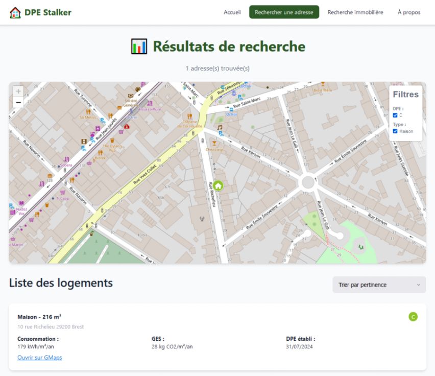 Adresse retrouvée avec DPE-Stalker